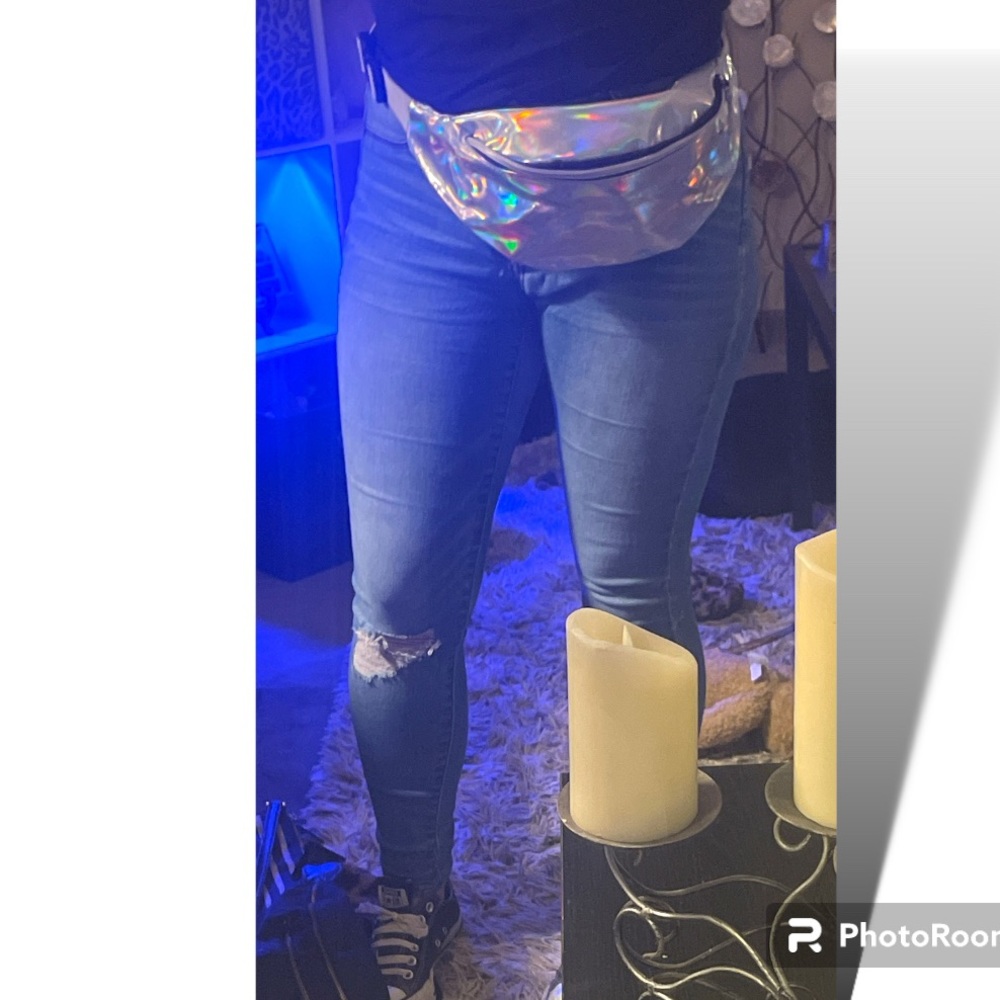 Silver hieroglyphic fanny pack
